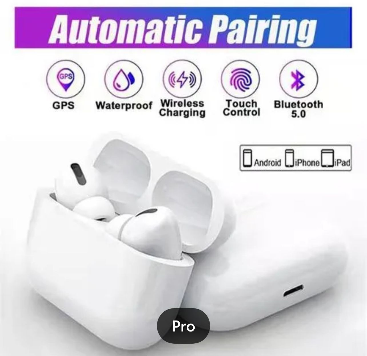 AirPods Pro 2nd Generation Titanium Black Edition – Wireless Bluetooth Earbuds, Bluetooth 5.0, Active Noise Cancelling, Premium Sound WITH APPLE LOGO
